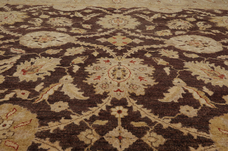 8'9" x 11'6" Hand Knotted 100% Wool Stone Wash Peshawar Oriental Area Rug Brown