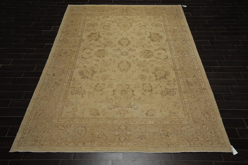 8'11"x 11'11" Hand Knotted Wool Stone Wash Peshawar Oriental Area Rug Warm Beige