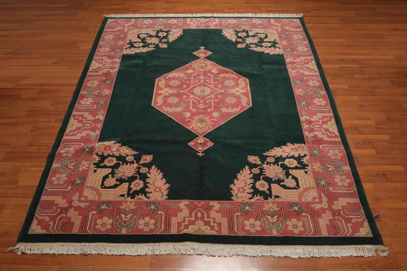 9’ x 12’ Rare Seraapi Romanian Hand Knotted 100% Wool Oriental Area Rug Green