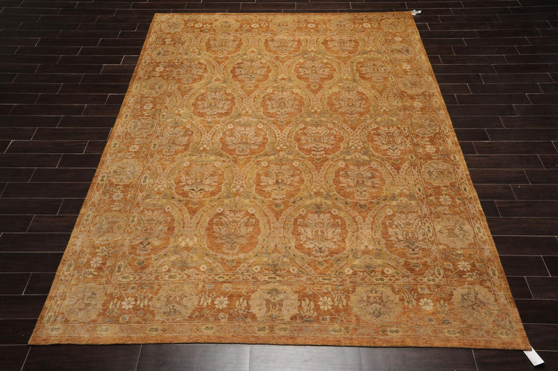 8'11'' x 11'9" Hand Knotted 100% Wool Damask Oriental Area Rug Gold