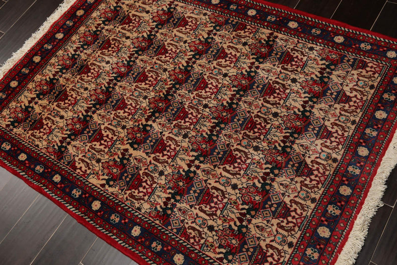 3'7" x 4'11" Hand Knotted 100% Wool Abadeh Traditional Oriental Area Rug Beige