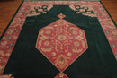 9’ x 12’ Rare Seraapi Romanian Hand Knotted 100% Wool Oriental Area Rug Green