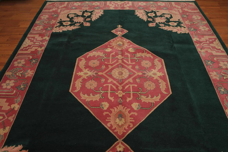9’ x 12’ Rare Seraapi Romanian Hand Knotted 100% Wool Oriental Area Rug Green