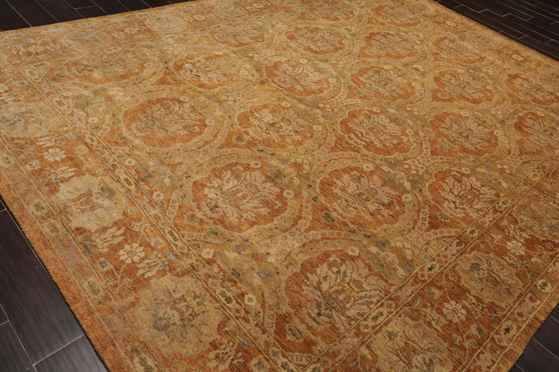 8'11'' x 11'9" Hand Knotted 100% Wool Damask Oriental Area Rug Gold
