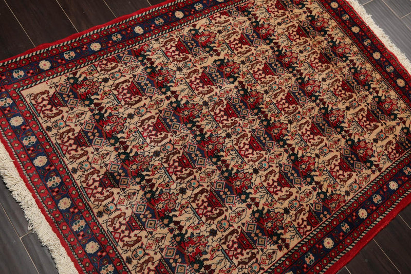 3'7" x 4'11" Hand Knotted 100% Wool Abadeh Traditional Oriental Area Rug Beige