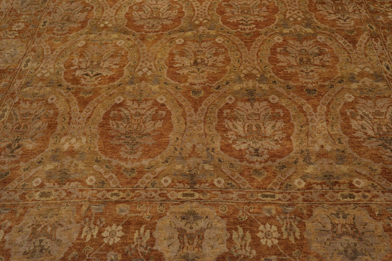 8'11'' x 11'9" Hand Knotted 100% Wool Damask Oriental Area Rug Gold