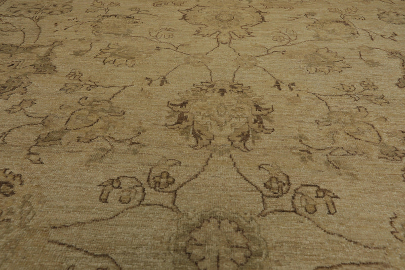 8'11"x 11'11" Hand Knotted Wool Stone Wash Peshawar Oriental Area Rug Warm Beige