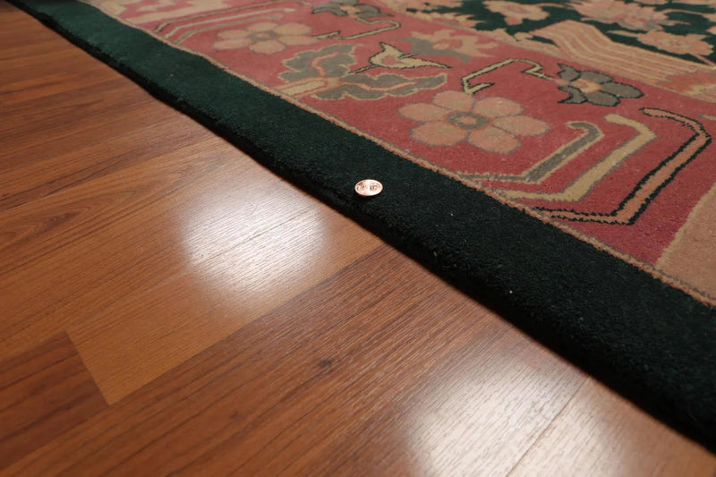 9’ x 12’ Rare Seraapi Romanian Hand Knotted 100% Wool Oriental Area Rug Green