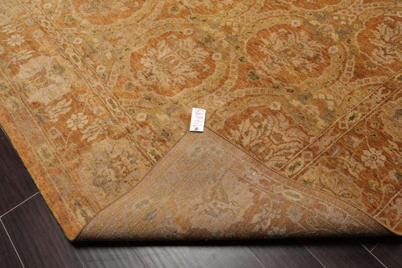 8'11'' x 11'9" Hand Knotted 100% Wool Damask Oriental Area Rug Gold