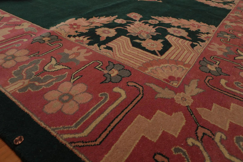 9’ x 12’ Rare Seraapi Romanian Hand Knotted 100% Wool Oriental Area Rug Green