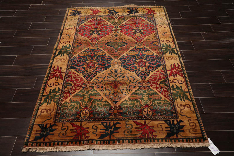4'6" x 6'6" Hand Knotted 100% Wool Arts & Craft Oriental Area Rug Gold, Brown
