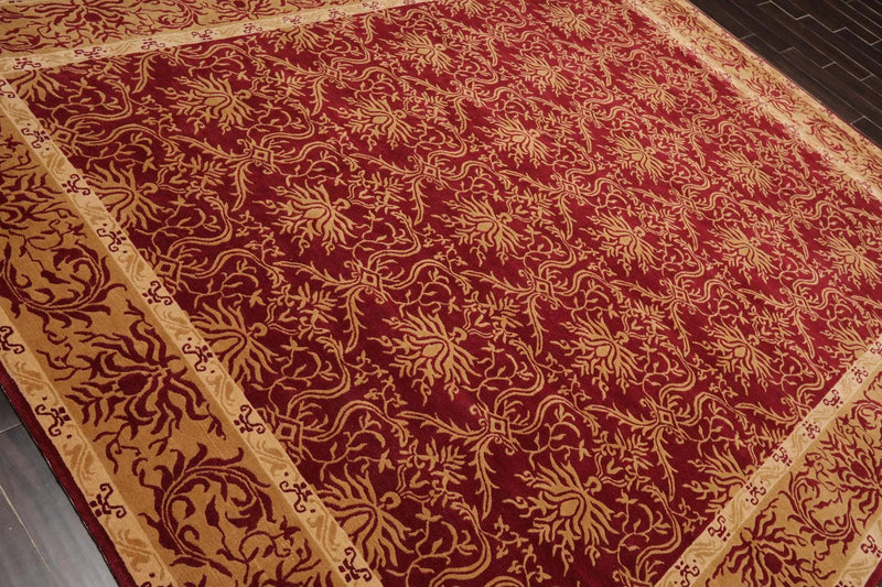 8' x 10' Hand Knotted Tibetan 100% Wool Damask Oriental Area Rug Red