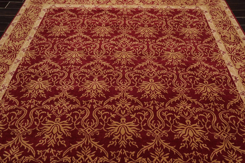 8' x 10' Hand Knotted Tibetan 100% Wool Damask Oriental Area Rug Red