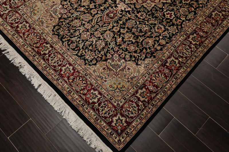 4'7" x 7'1" Hand Knotted 100% Wool 16/18 Pak Persian 300 KPSI Area Rug Black