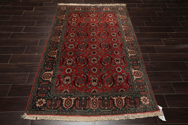 4'4" x 6'8" Hand Knotted 100% Wool Rare Russian Shirwan Area Rug Antique Rose