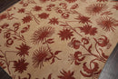 7'10" x 9'9" Hand Knotted Tibetan Wool Botanical Oriental Area Rug Tan