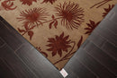 7'10" x 9'9" Hand Knotted Tibetan Wool Botanical Oriental Area Rug Tan