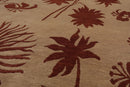 7'10" x 9'9" Hand Knotted Tibetan Wool Botanical Oriental Area Rug Tan