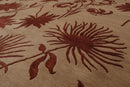 7'10" x 9'9" Hand Knotted Tibetan Wool Botanical Oriental Area Rug Tan