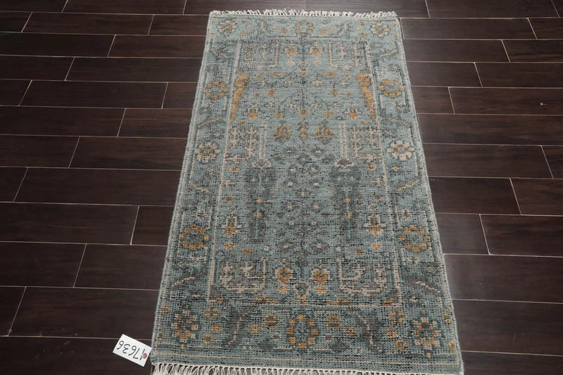 3'x5' Hand Knotted Turkish Oushak  100% Wool  Traditional  Oriental Area Rug Blue,Beige Color