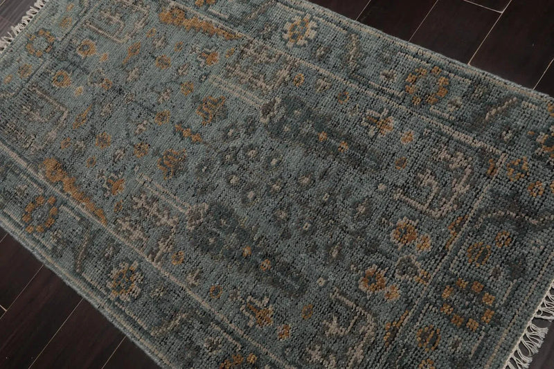 3'x5' Hand Knotted Turkish Oushak  100% Wool  Traditional  Oriental Area Rug Blue,Beige Color