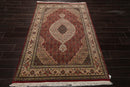 4'6" x 6'8" Hand Knotted 100% Wool Tabriz Oriental Area Rug Rusty Red