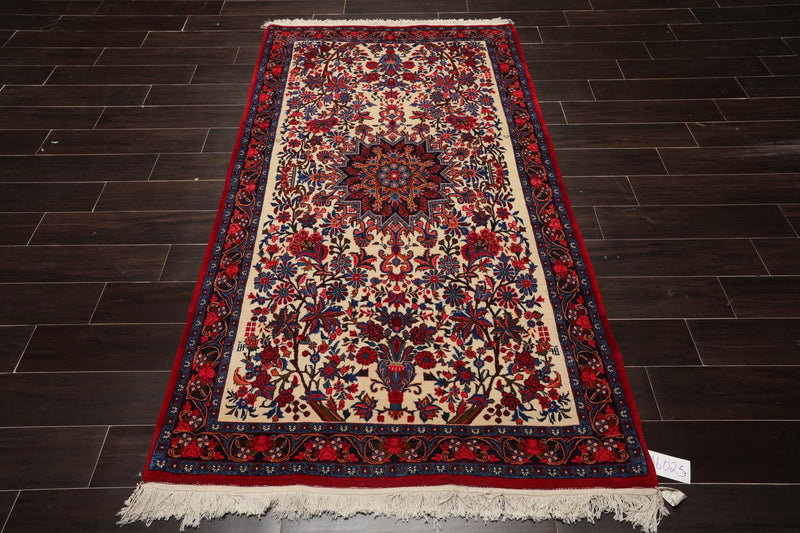 3'10" x 6'10" Authentic Hand Knotted 100% Wool Bidjar 300 KPSI Area Rug Ivory