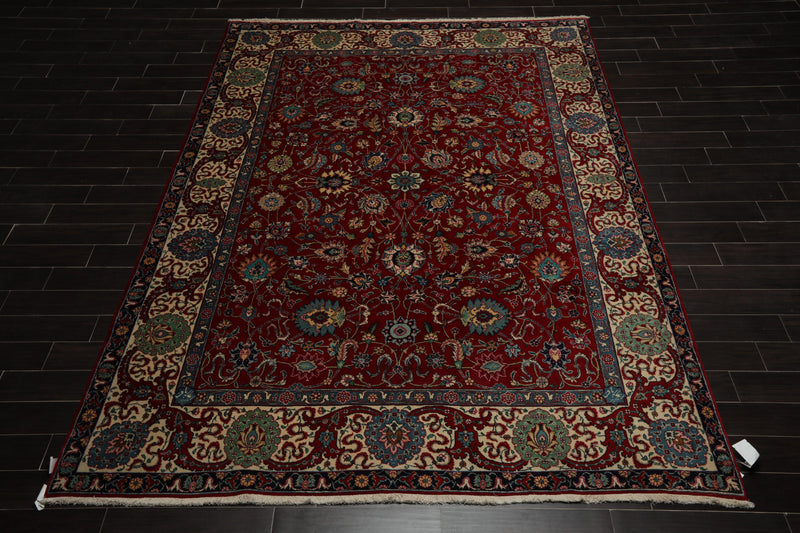 8'4" x 11'3" Hand Knotted 100% Wool Tabrizz 200 KPSI Area Rug Red