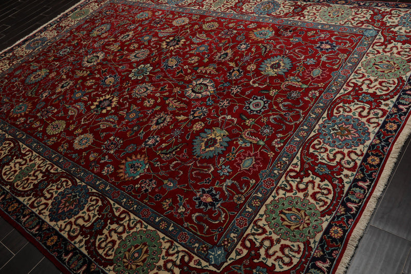 8'4" x 11'3" Hand Knotted 100% Wool Tabrizz 200 KPSI Area Rug Red