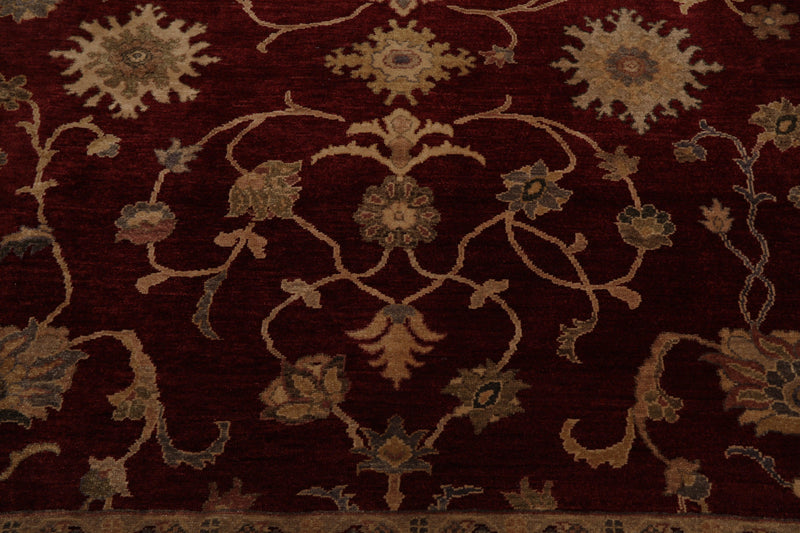 8'10" x 12'4" Hand Knotted Peshawar Stone wash Vegetable dyes Wool Area Rug Wine