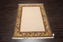 5'10"x8'5" Hand Knotted Tibetan Wool Ribbed Transitional Oriental Area Rug Beige