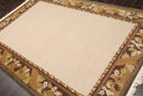 5'10"x8'5" Hand Knotted Tibetan Wool Ribbed Transitional Oriental Area Rug Beige