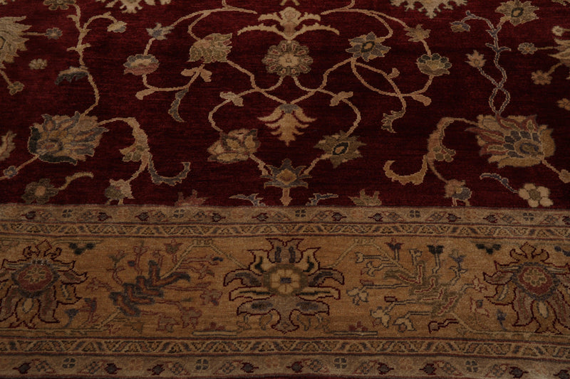 8'10" x 12'4" Hand Knotted Peshawar Stone wash Vegetable dyes Wool Area Rug Wine