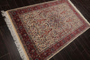 4' x 6'2" Hand Knotted 100% Wool 16/18 Pak Persian 300 KPSI Area Rug Cream