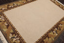 5'10"x8'5" Hand Knotted Tibetan Wool Ribbed Transitional Oriental Area Rug Beige