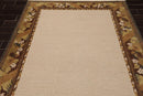 5'10"x8'5" Hand Knotted Tibetan Wool Ribbed Transitional Oriental Area Rug Beige