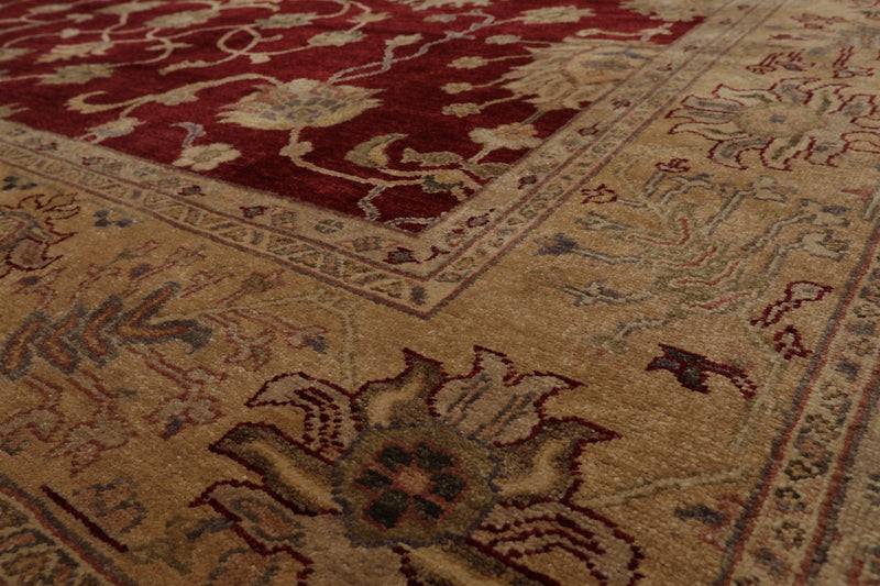 8'10" x 12'4" Hand Knotted Peshawar Stone wash Vegetable dyes Wool Area Rug Wine
