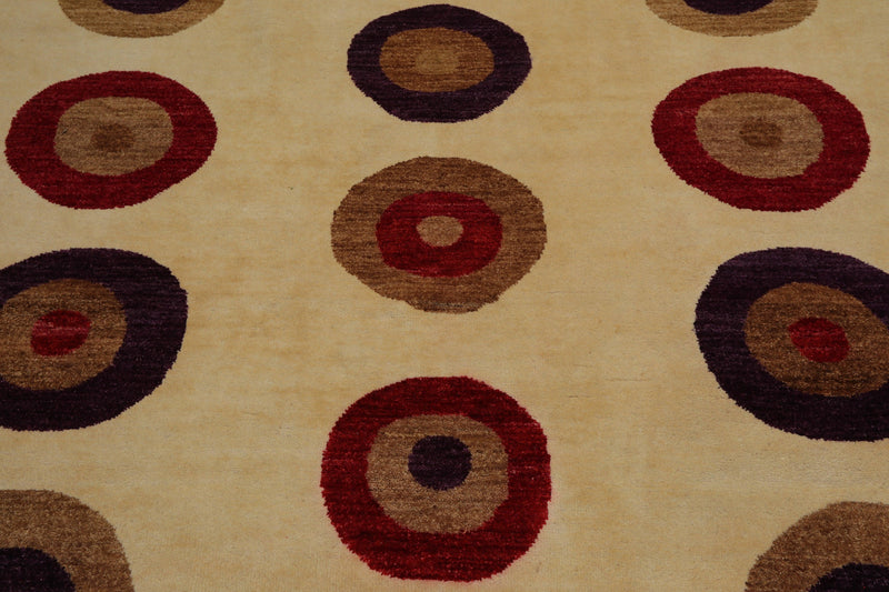 8' x 9'10" Hand Knotted 100% Wool Modern Designer Oriental Area Rug Beige