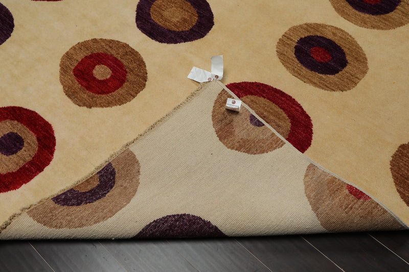 8' x 9'10" Hand Knotted 100% Wool Modern Designer Oriental Area Rug Beige