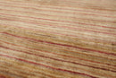 4'1" x 5'11" Hand Knotted 100% Wool Peshawar Modern Striped Area Rug Beige