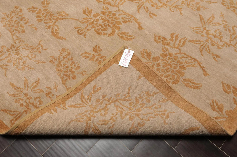 8'1'' x 10'5'' Hand Knotted Tibetan 100% Wool Floral Oriental Area Rug Taupe