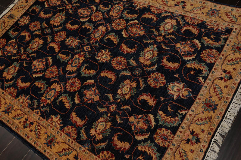 4'9"x 6'5" Hand Knotted Wool Chobi Peshawar Arts & Crafts Oriental Area Rug Navy
