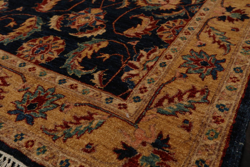 4'9"x 6'5" Hand Knotted Wool Chobi Peshawar Arts & Crafts Oriental Area Rug Navy