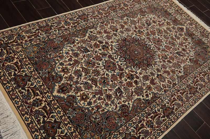 4'7" x 5'7"' Hand Knotted 100% Wool 300 KPSI Pak Persian Area Rug Ivory, Taupe