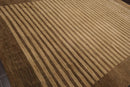 8'10'' x 11'9'' Hand Knotted Tibetan Wool Stripes Modern Stripes Area Rug Brown