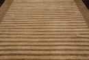 8'10'' x 11'9'' Hand Knotted Tibetan Wool Stripes Modern Stripes Area Rug Brown