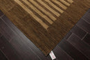 8'10'' x 11'9'' Hand Knotted Tibetan Wool Stripes Modern Stripes Area Rug Brown
