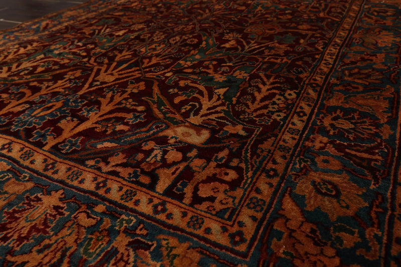 4x6 Burgundy, Teal Hand Knotted 100% Wool Agra Traditional Oriental Area Rug