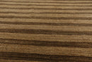 8'10'' x 11'9'' Hand Knotted Tibetan Wool Stripes Modern Stripes Area Rug Brown