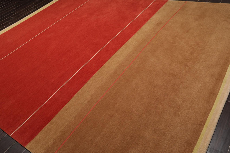 9'1" x 11'9'' Hand Knotted Tibetan Wool Hip Designer Area Rug Terracotta Brown